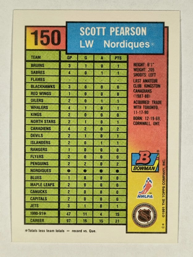 1991-92 Bowman #150 Scott Pearson