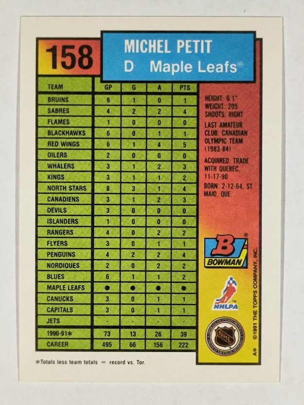 1991-92 Bowman #158 Michel Petit