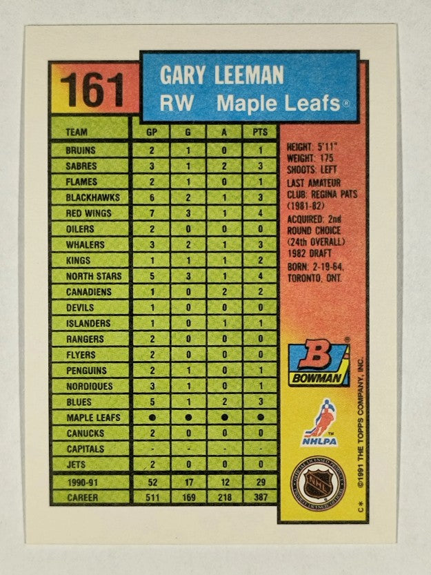 1991-92 Bowman #161 Gary Leeman