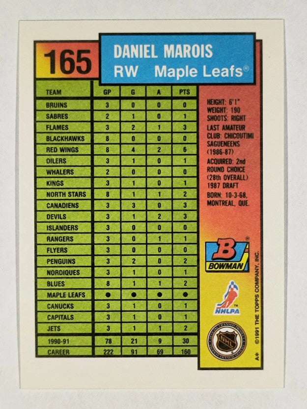 1991-92 Bowman #165 Daniel Marois