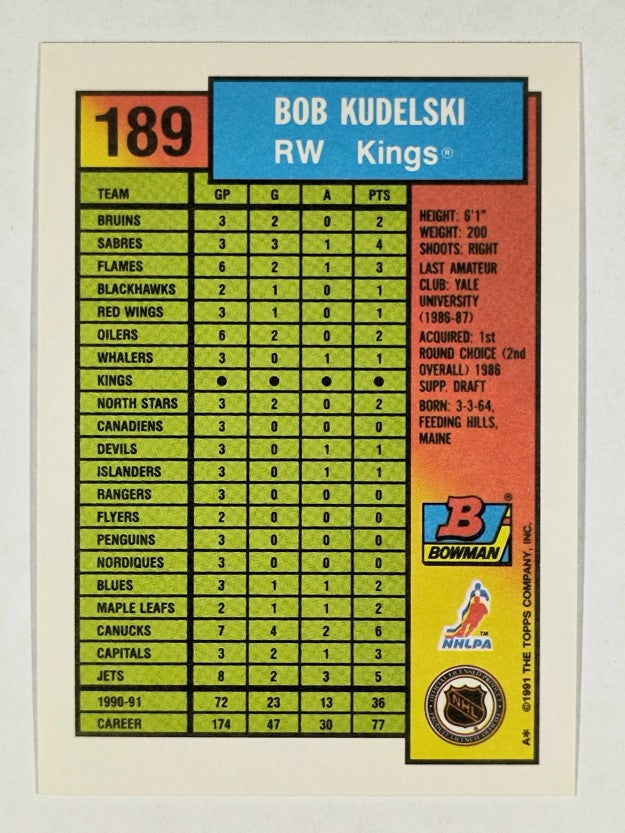 1991-92 Bowman #189 Bob Kudelski