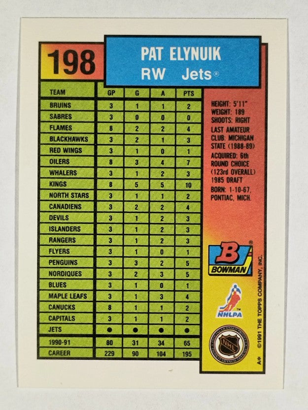 1991-92 Bowman #198 Pat Elynuik