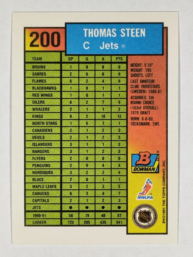1991-92 Bowman #200 Thomas Steen