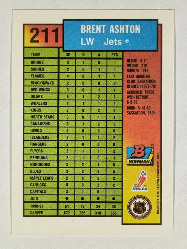 1991-92 Bowman #211 Brent Ashton