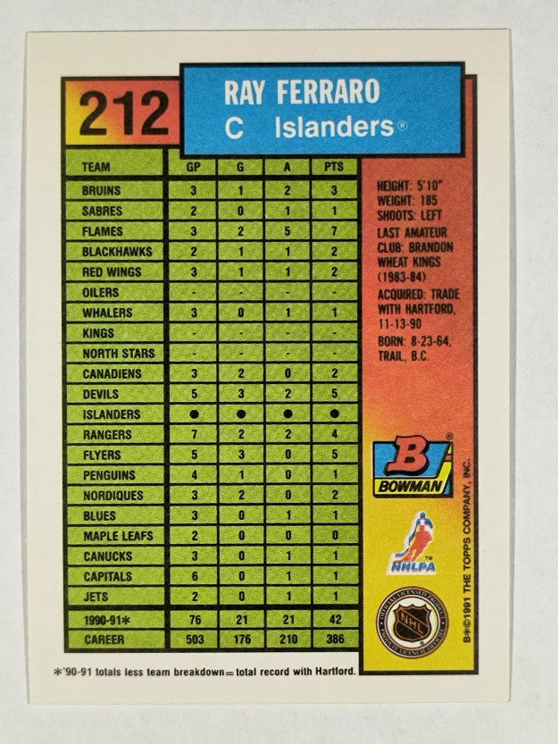 1991-92 Bowman #212 Ray Ferraro