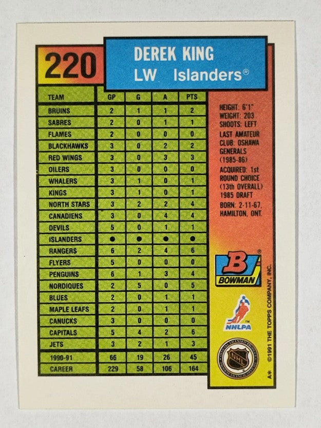 1991-92 Bowman #220 Derek King