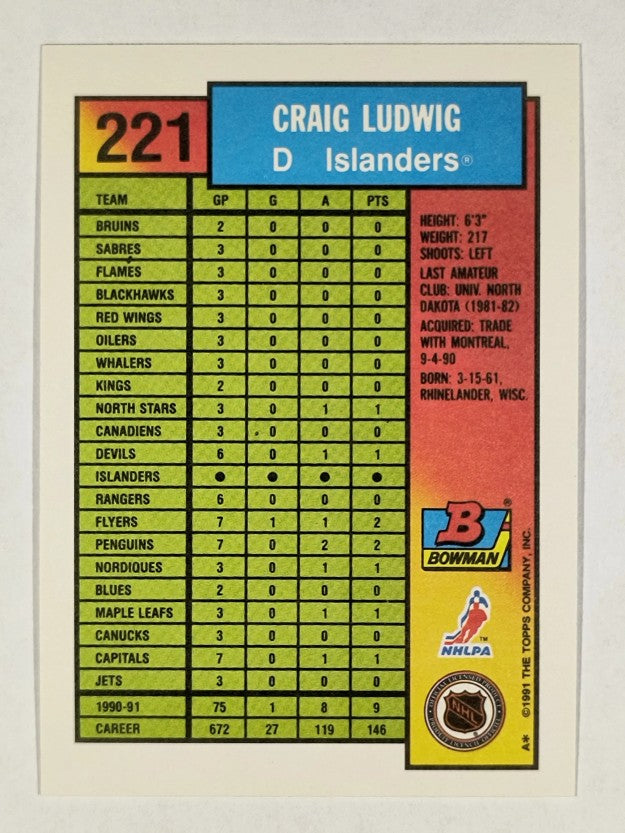 1991-92 Bowman #221 Craig Ludwig