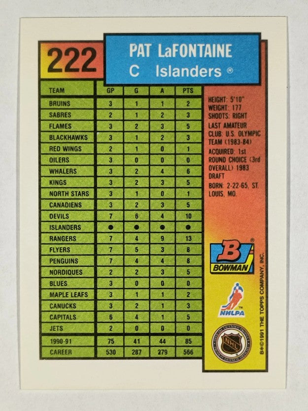 1991-92 Bowman #222 Pat LaFontaine