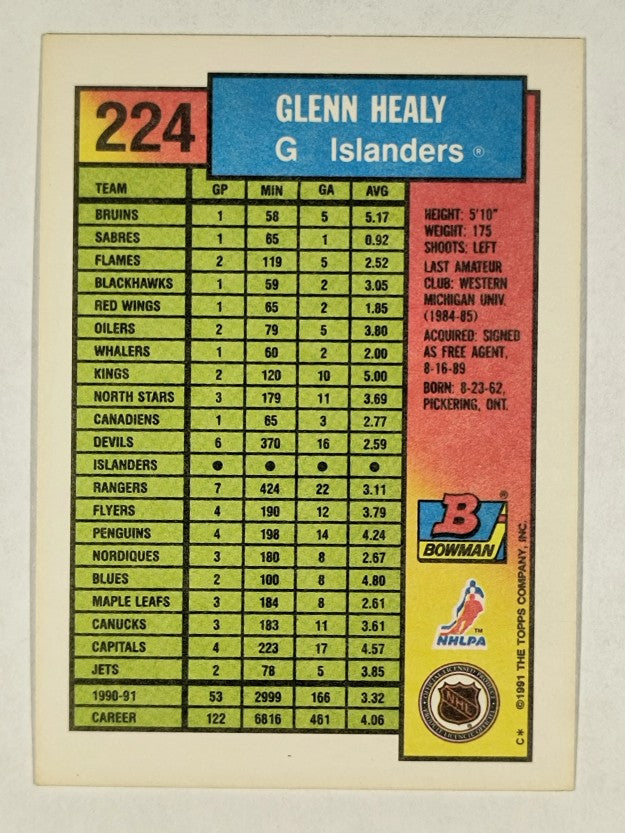 1991-92 Bowman #224 Glenn Healy