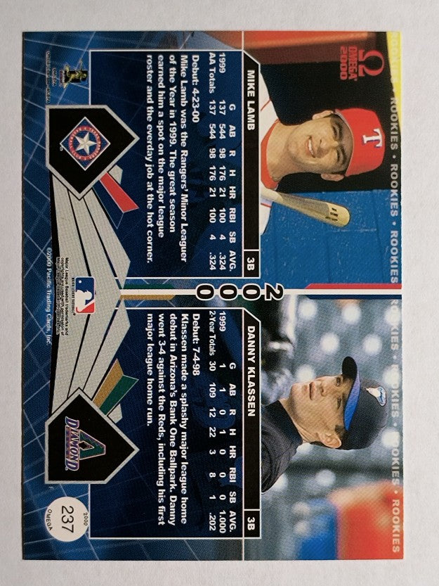 2000 Pacific Omega #237 Danny Klassen/Mike Lamb RC