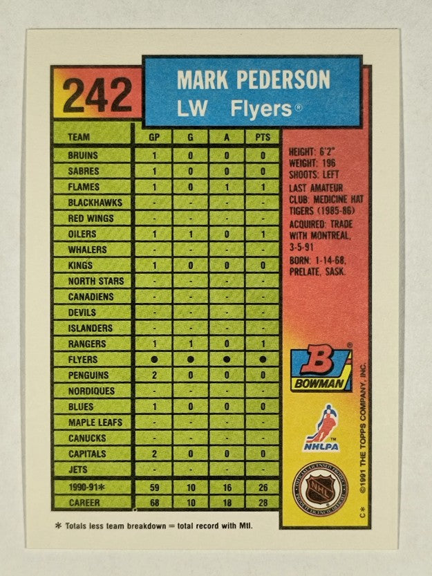 1991-92 Bowman #242 Mark Pederson