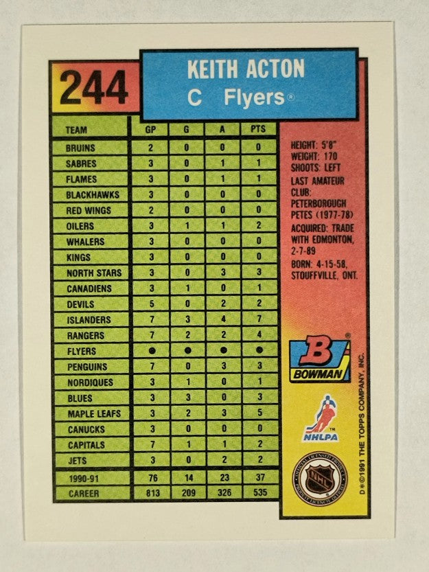 1991-92 Bowman #244 Keith Acton