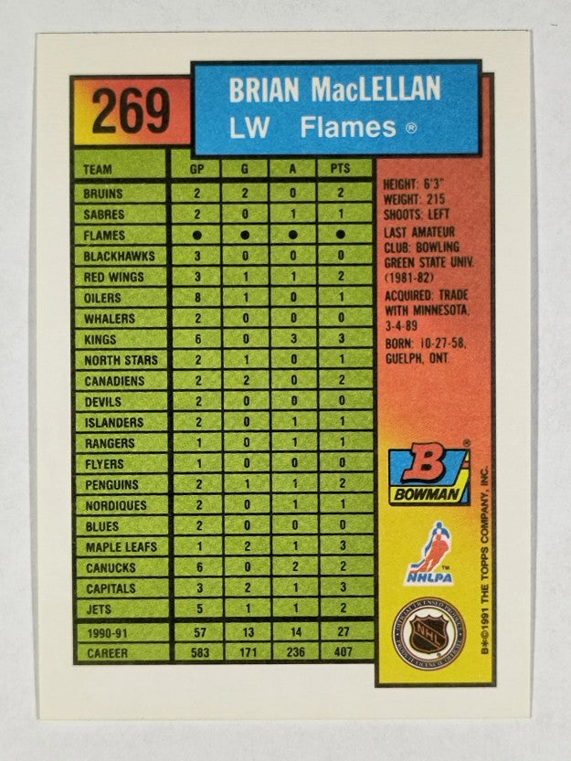 1991-92 Bowman #269 Brian MacLellan
