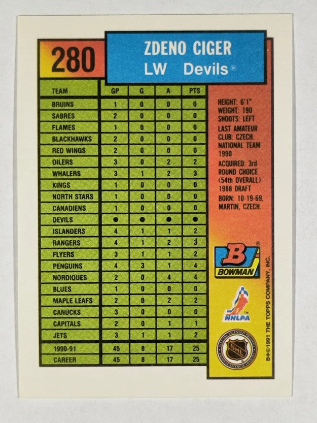 1991-92 Bowman #280 Zdeno Ciger