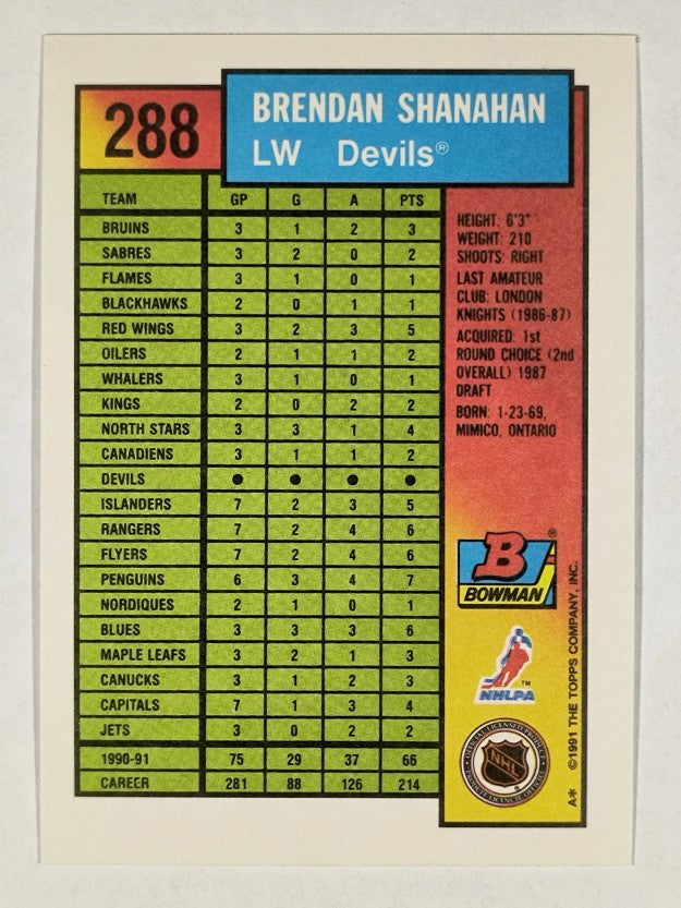 1991-92 Bowman #288 Brendan Shanahan