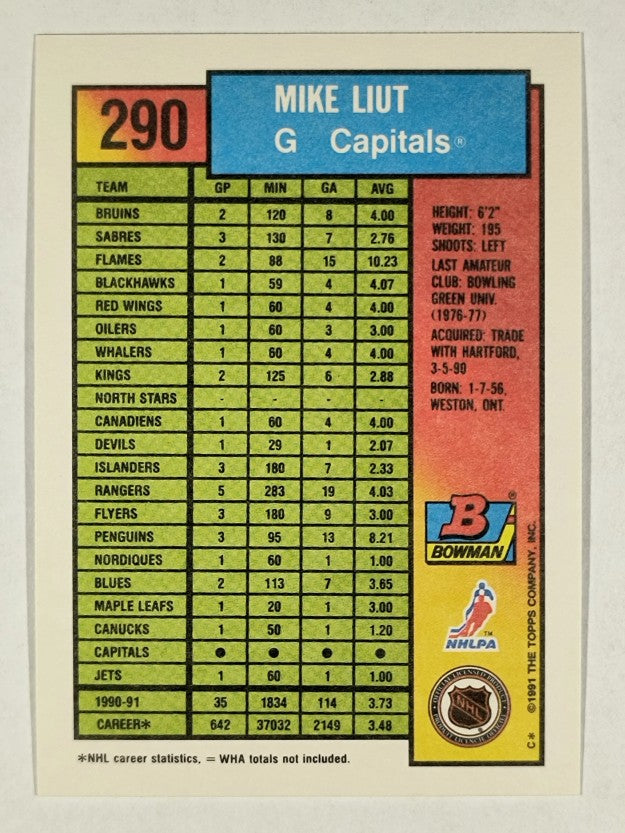1991-92 Bowman #290 Mike Liut