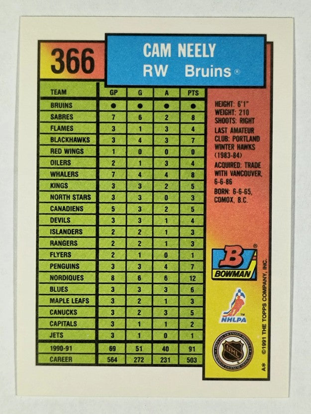1991-92 Bowman #366 Cam Neely
