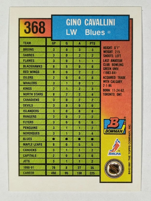 1991-92 Bowman #368 Gino Cavallini