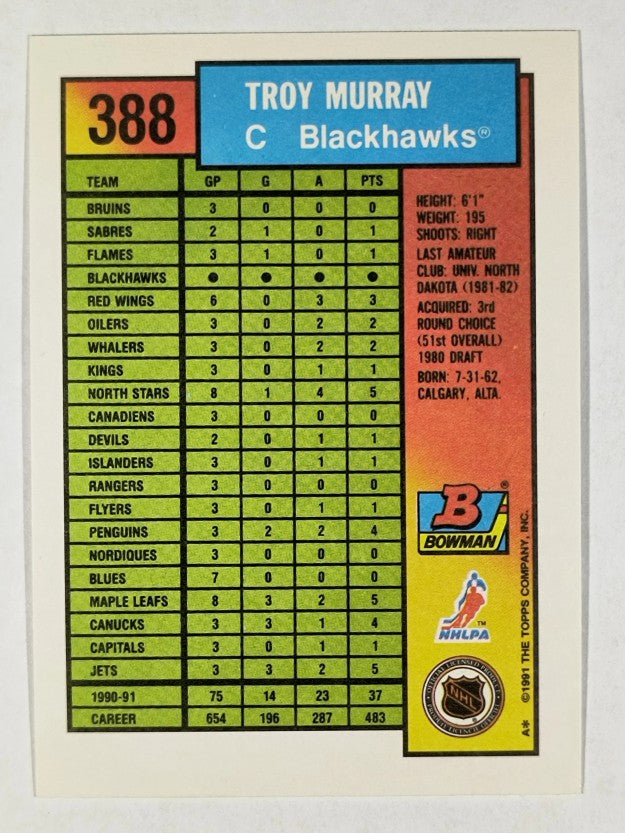 1991-92 Bowman #388 Troy Murray