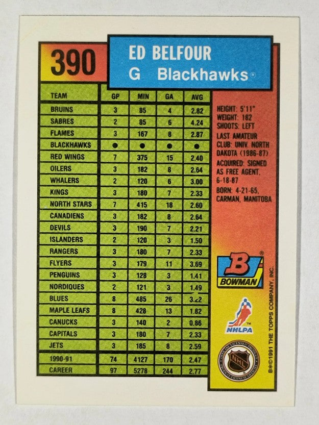 1991-92 Bowman #390 Ed Belfour