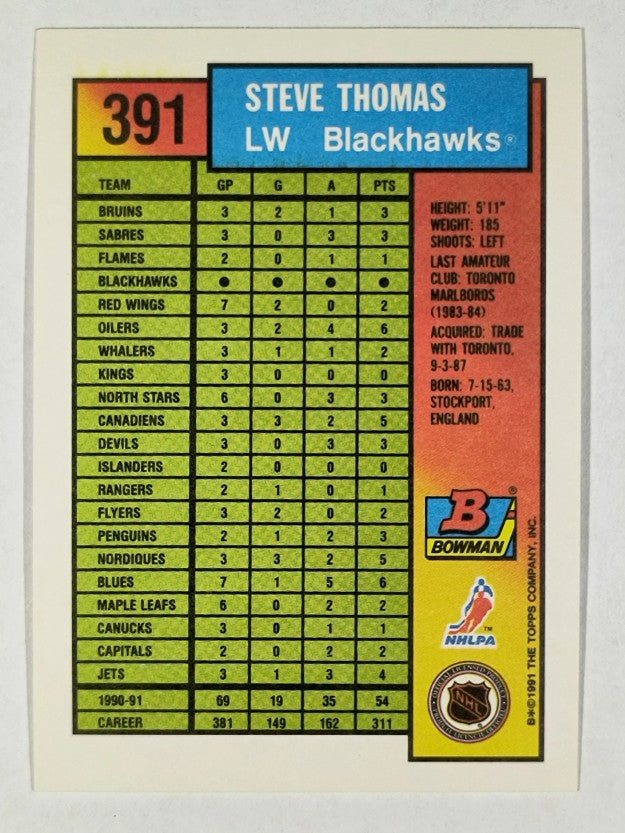 1991-92 Bowman #391 Steve Thomas