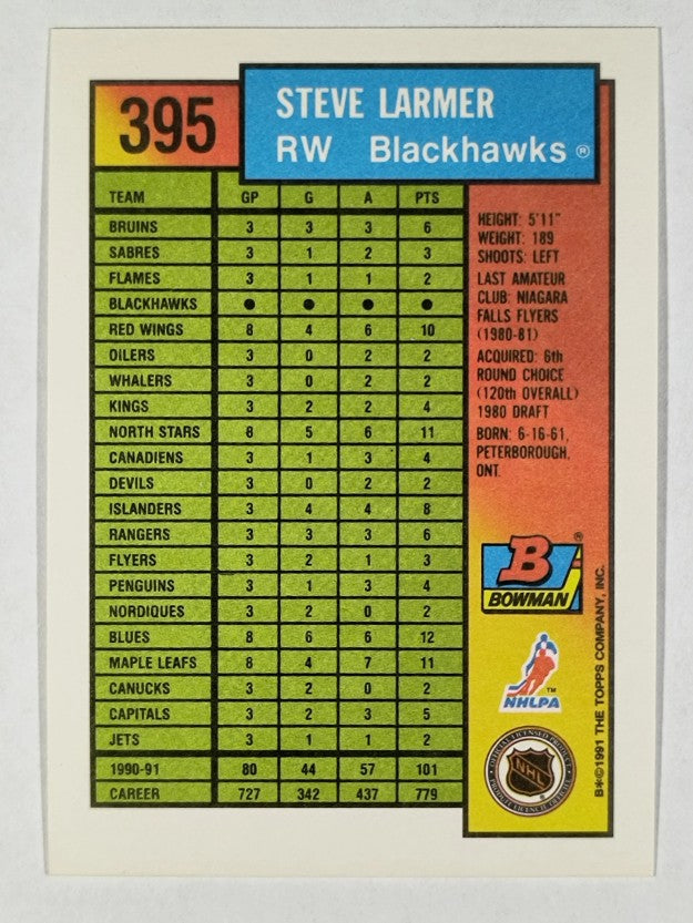 1991-92 Bowman #395 Steve Larmer