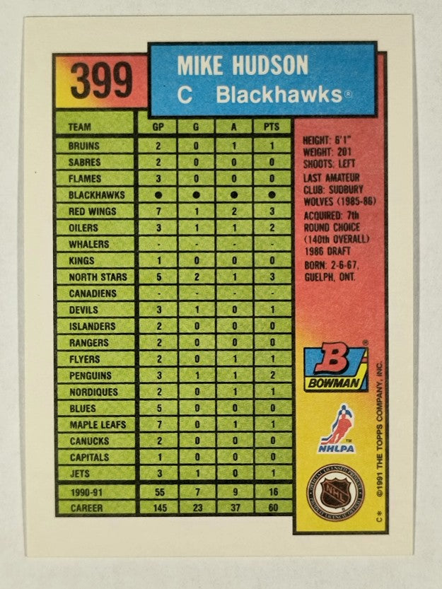 1991-92 Bowman #399 Mike Hudson