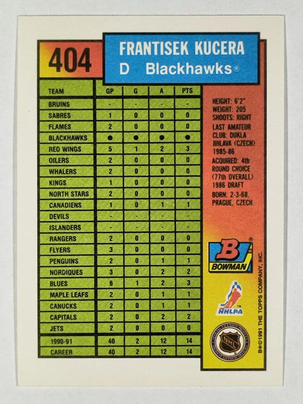 1991-92 Bowman #404 Frantisek Kucera