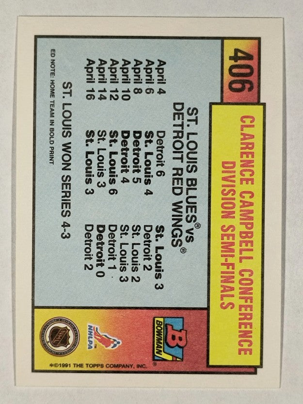 1991-92 Bowman #406 Blues/Red Wings
