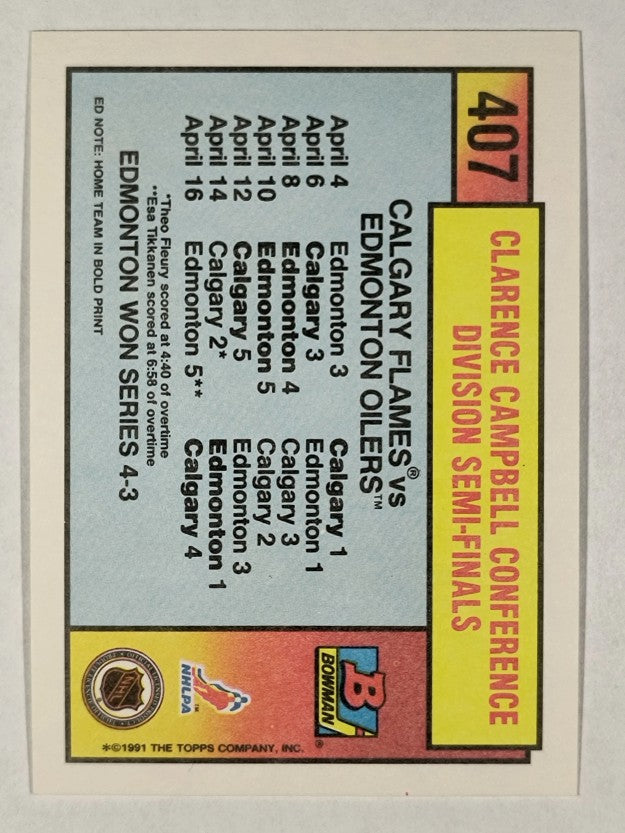 1991-92 Bowman #407 Flames/Oilers