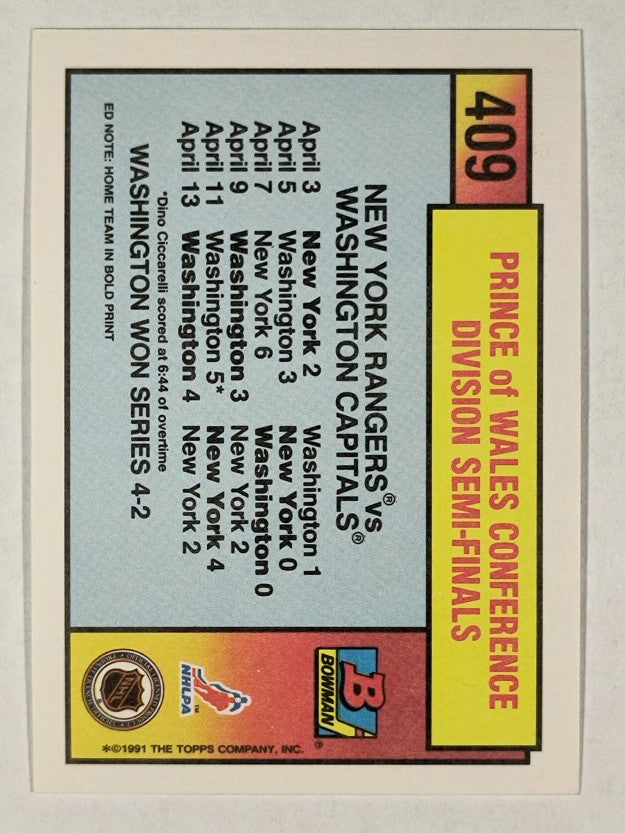 1991-92 Bowman #409 Rangers/Capitals