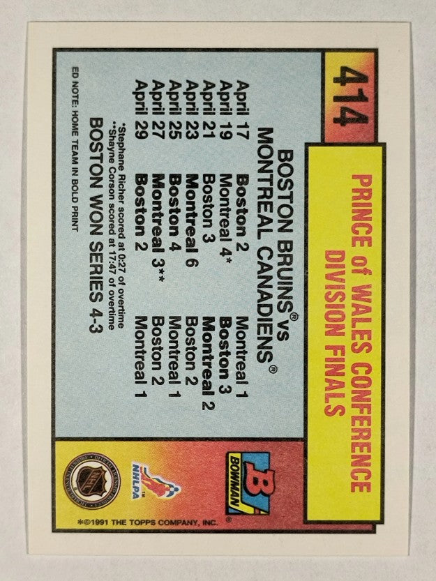 1991-92 Bowman #414 Bruins/Canadiens