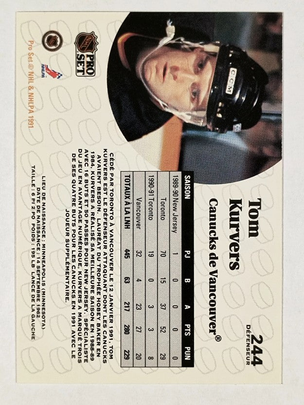 1991-92 Pro Set French #244 Tom Kurvers