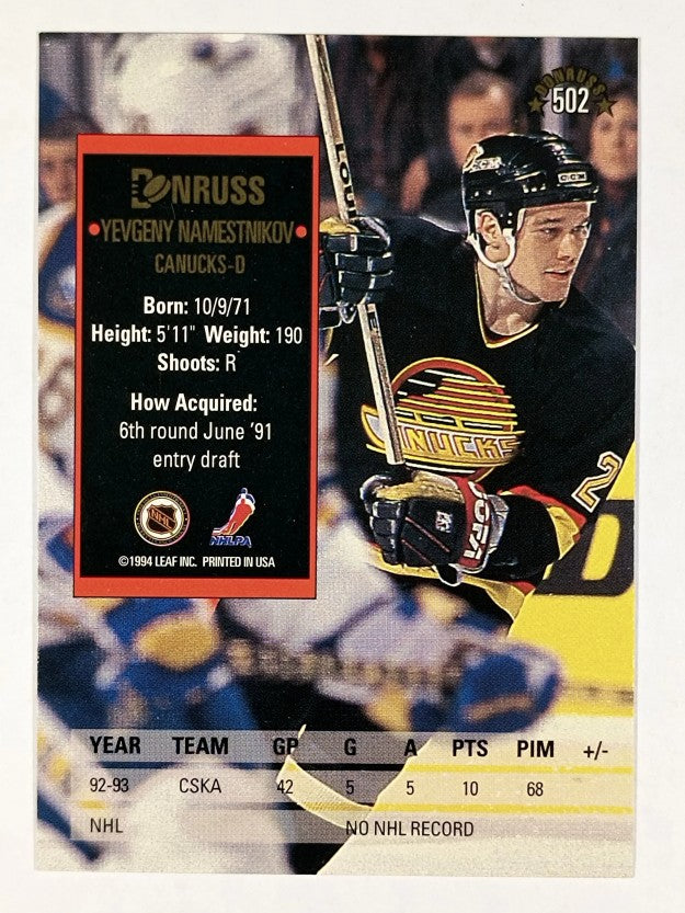 1993-94 Donruss #502 Yevgeny Namestnikov RC