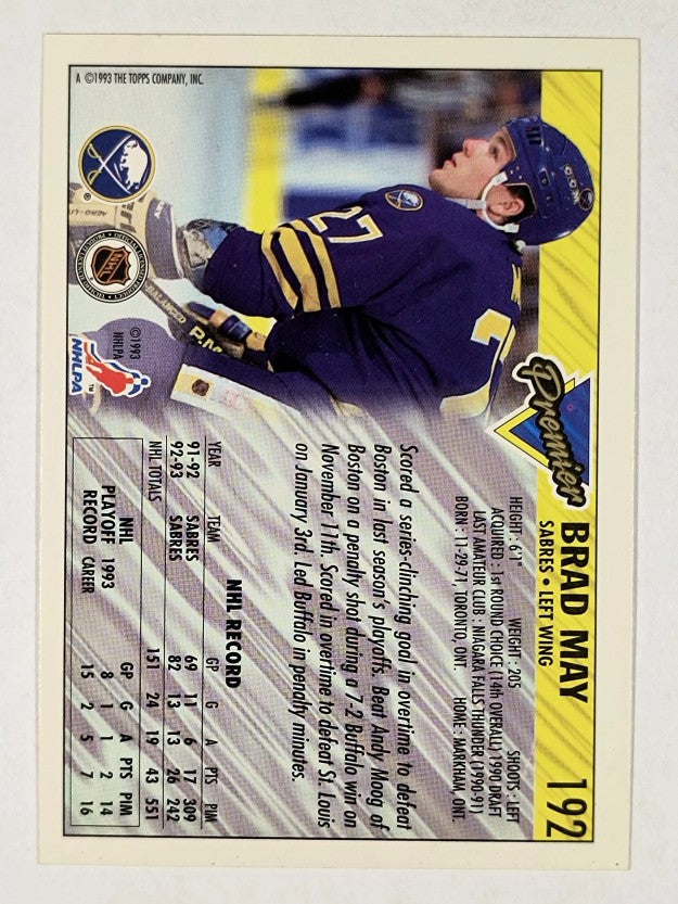 1993-94 Topps Premier Gold #192 Brad May