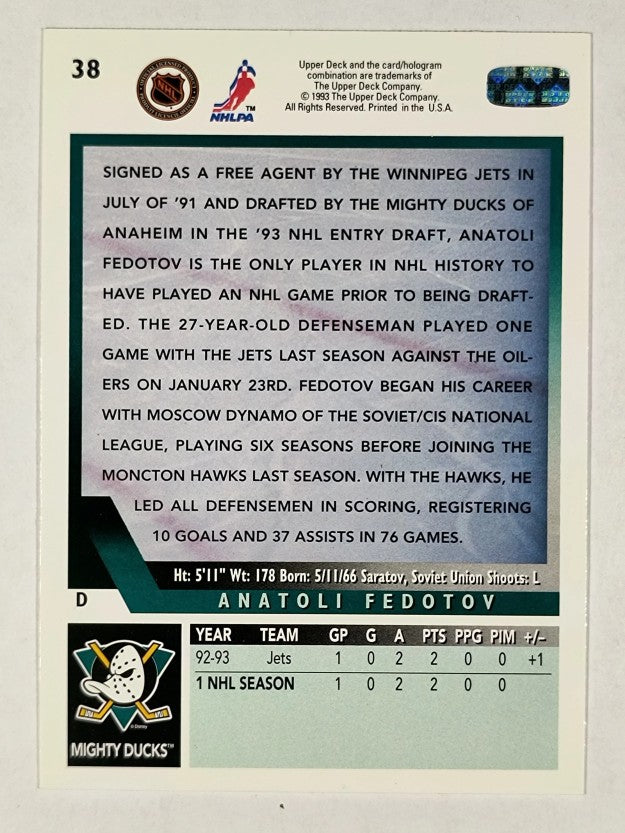 1993-94 Upper Deck #38 Anatoli Fedotov RC