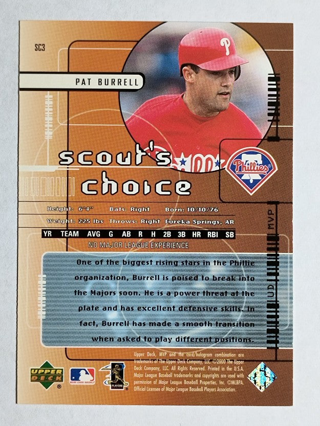 2000 Upper Deck MVP Scout's Choice #SC3 Pat Burrell