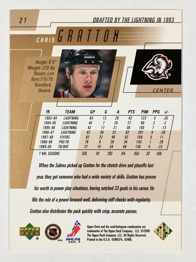2000-01 Upper Deck #21 Chris Gratton