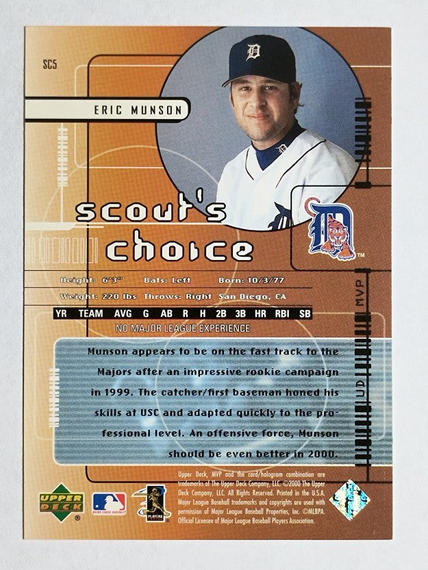 2000 Upper Deck MVP Scout's Choice #SC5 Eric Munson