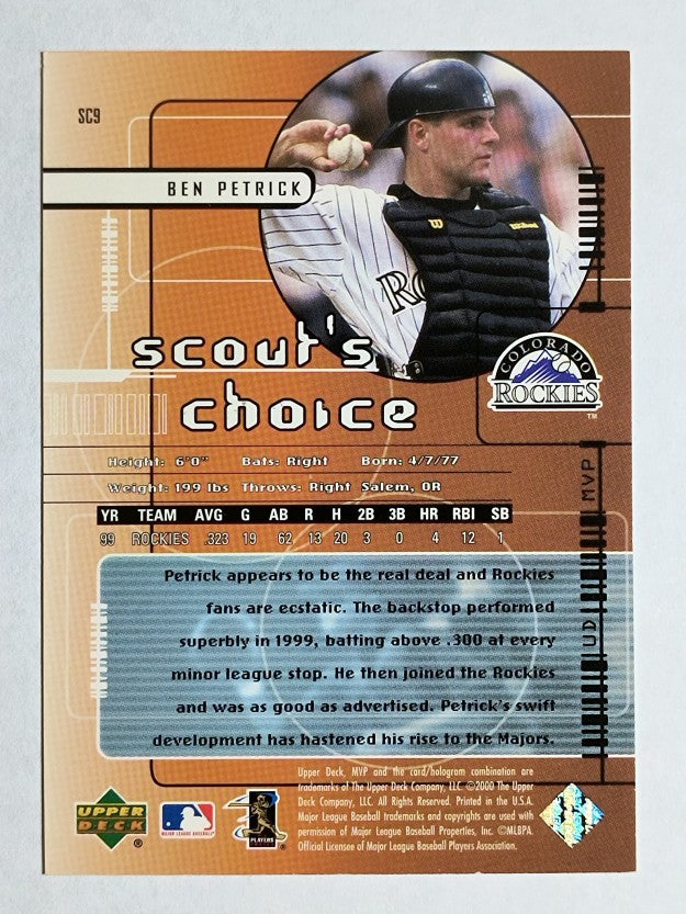 2000 Upper Deck MVP Scout's Choice #SC9 Ben Petrick
