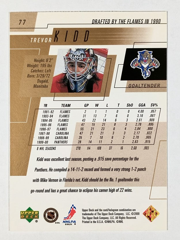 2000-01 Upper Deck #77 Trevor Kidd
