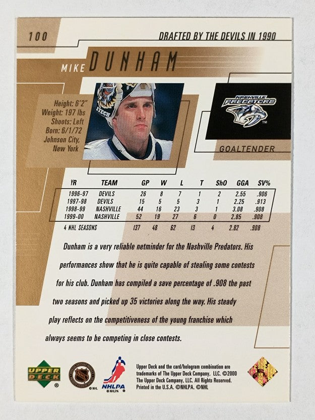 2000-01 Upper Deck #100 Mike Dunham