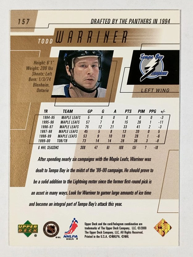 2000-01 Upper Deck #157 Todd Warriner