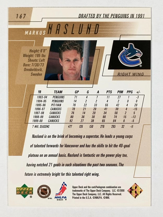 2000-01 Upper Deck #167 Markus Naslund