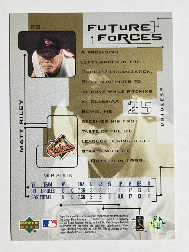 2000 Upper Deck Pros and Prospects Future Forces #F9 Matt Riley