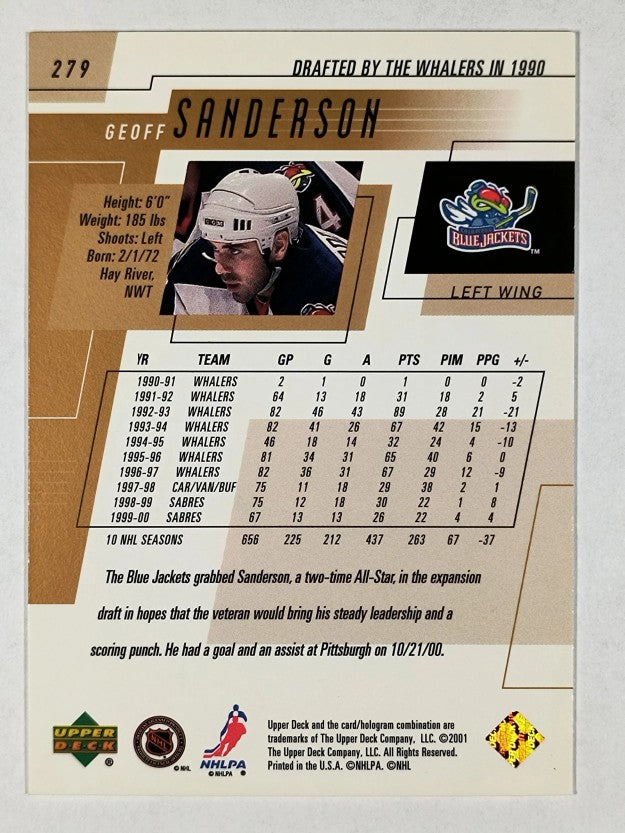 2000-01 Upper Deck #279 Geoff Sanderson
