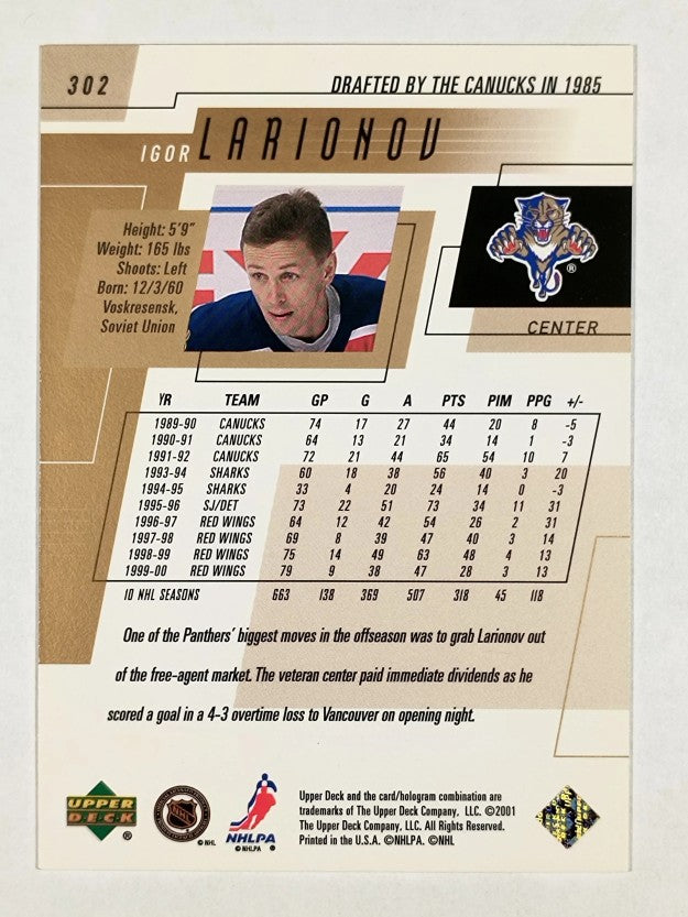2000-01 Upper Deck #302 Igor Larionov