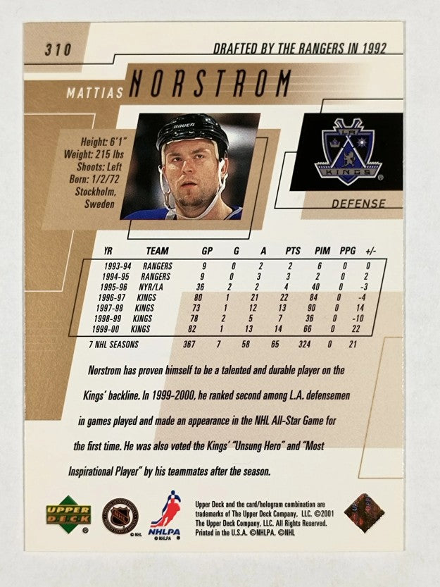 2000-01 Upper Deck #310 Mattias Norstrom
