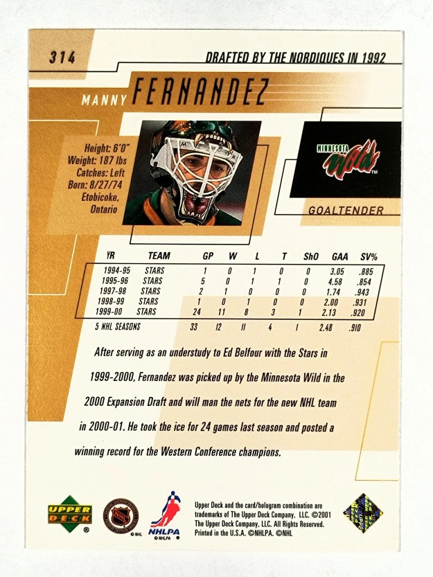 2000-01 Upper Deck #314 Manny Fernandez