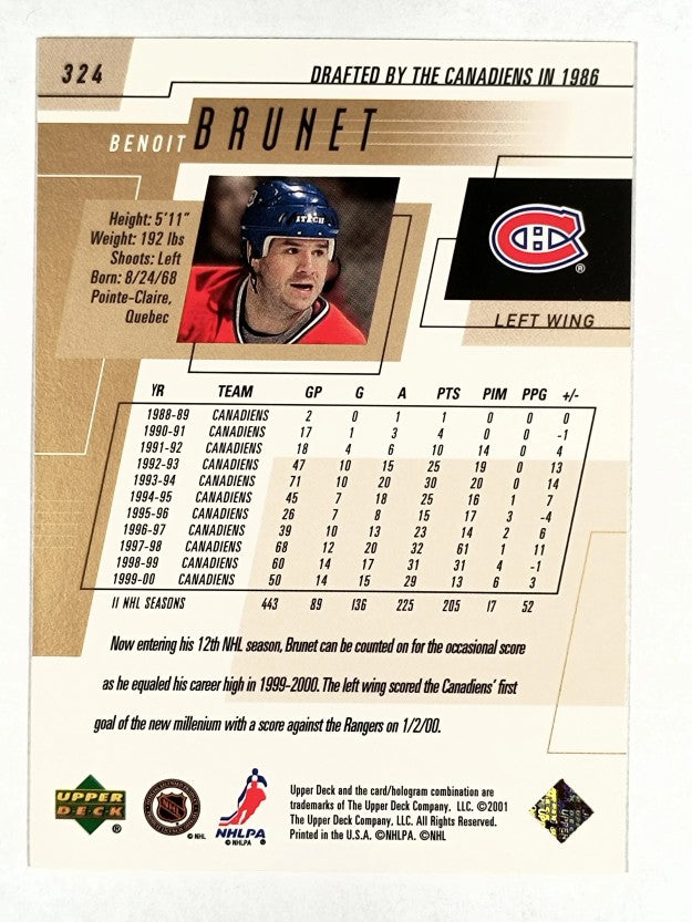 2000-01 Upper Deck #324 Benoit Brunet